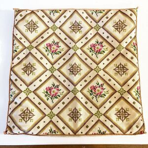 Needlepoint Cross Stitch Pillow Cover Vintage 14x14 Envelope Style Cottagecore